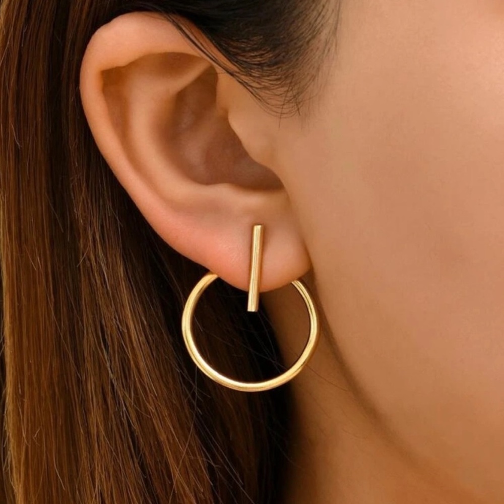 Unique Gold Bar Hoop Earrings